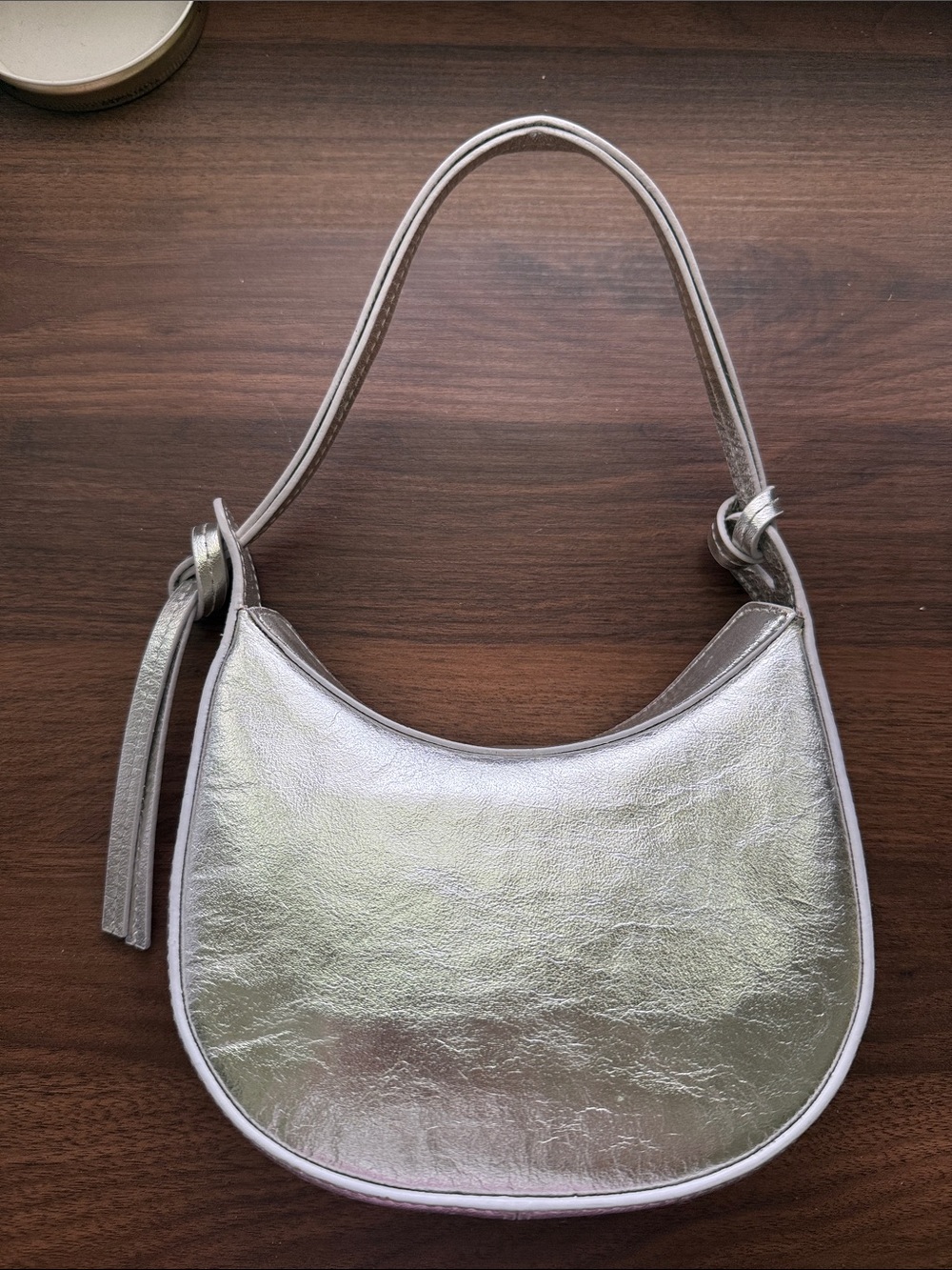 REFORMATION Mini Rosetta Shoulder Bag, Tumbled Silver - Picture 5 of 12